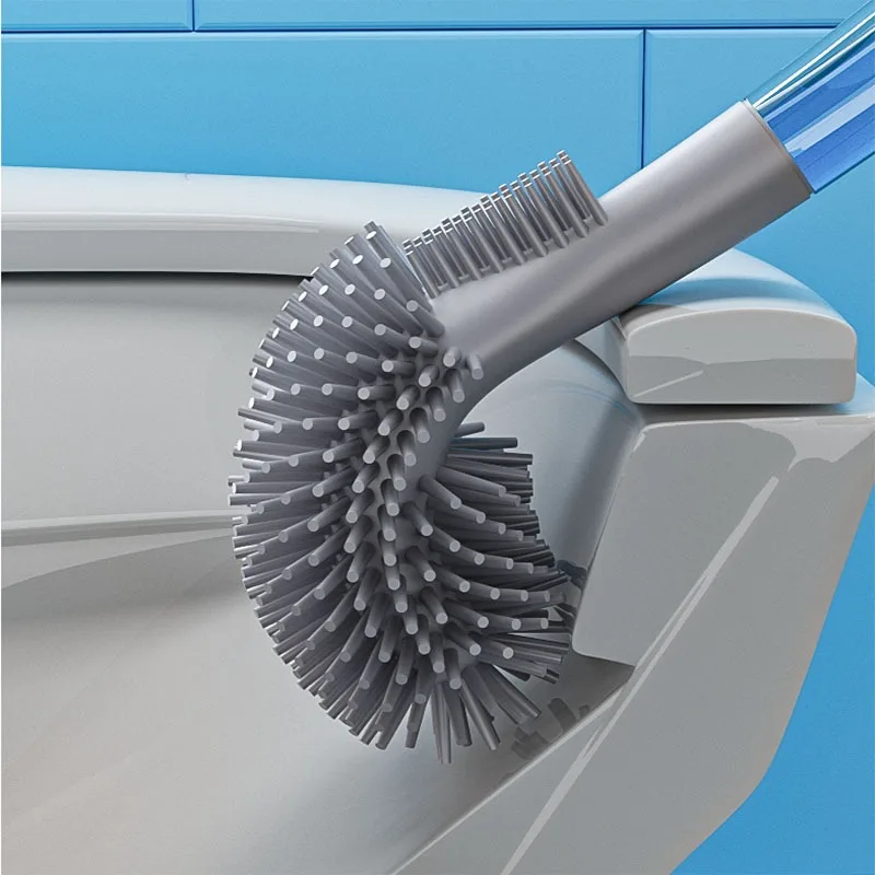 Multifunctional Silicone Toilet Brush No Dead Corner Wall Hanging Bathroom Cleaning Brush Household Liquid Toilet Cleaning Tool