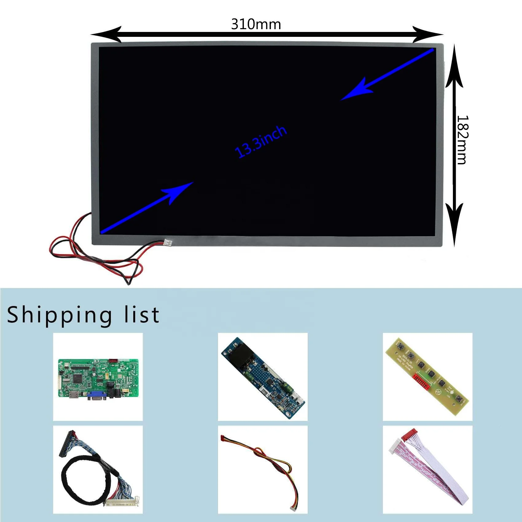 Imagem -02 - Alto Brilho 1000nit 133 Polegadas Lq133m1lw02 1920x1080 Tela Lcd Lvds 30pin Display Hdmi Vga Lcd Controller Board Rt2513818