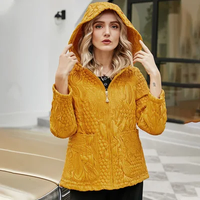 

HOT SELLING Miyake fashion Fold Hooded collar long sleeve zipper Short padded coat IN STOCK