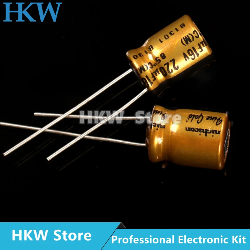 10pcs/lot  Nichicon FG Series Fine Gold 10uF 100uF 220uF 470uF 3300uF 16V HiFi Audio Capacitor 20% 10uF16V 220UF16V 470UF16V