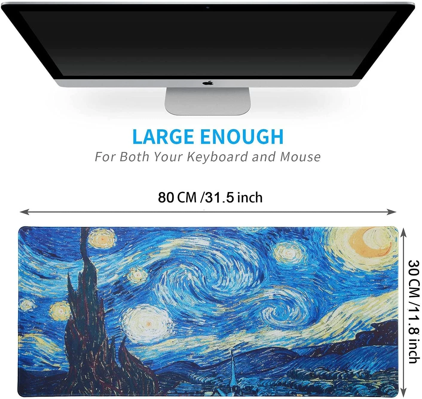 90x40 mm Mouse Pad Gamer Computer HD Keyboard Pad Desk Mats Van Gogh Starry Night Anti-slip Soft Office Carpet Laptop Mouse Mat