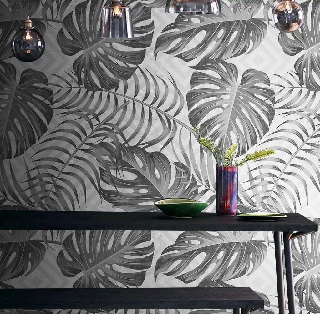 

beibehang custom Nordic gray tropical plants photo wallpapers for living room bedroom TV mural background 3D wallpaper tapestry