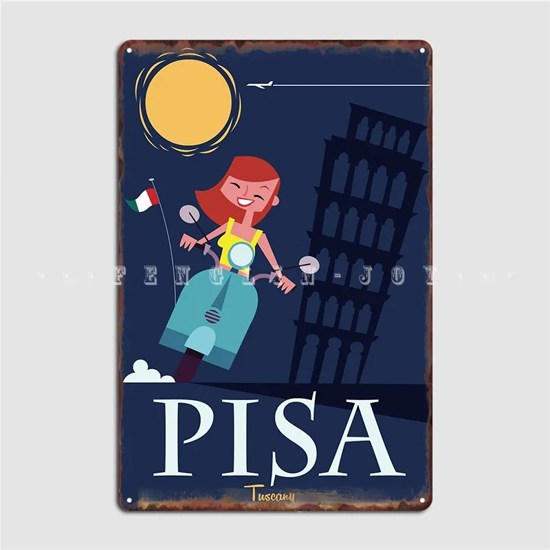 Pisa Travel Poster Metal Sign Mural Painting Living Room Cinema Kitchen Designing Tin Sign Poster