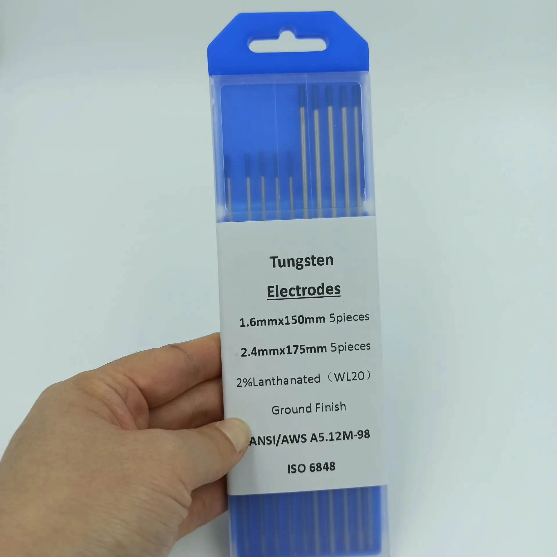 10pcs/set 2% Lanthanated WL20 for TIG Welding Rods Tungsten Electrode 1.6mmx150mm+2.4mmx175mm for Welding Tools