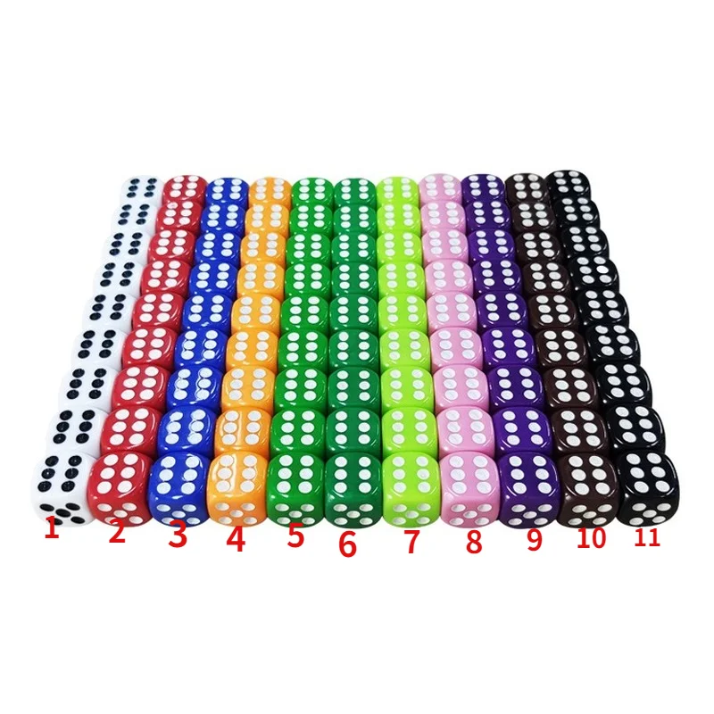 100Pcs/set 2021 Außenhandel Neue Produkt 16mm Farbe Würfel Acryl Neue Material Würfel Spiel Würfel