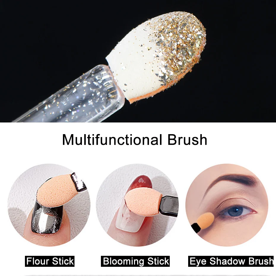 10pcs Cotton Swab Nail Art Brush Eyeshadow Applicator Nail Glitter Friction Rod Powder Brush Makeup Shadow Applicator NLNJ194