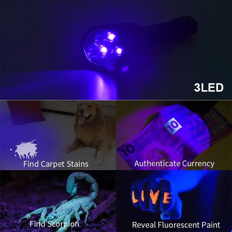 TMWT The Most Powerful 18W 3ELD Handheld Ultraviolet Flashlight 395nm Black Light UV Torch Light Lantern For Catch the scorpion