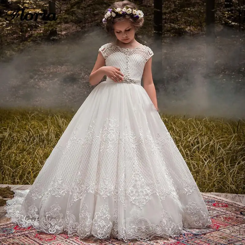 Vestidos de encaje de flores para niñas, Vestidos de fiesta de bodas, vestido de princesa para niñas, Vestidos de primera comunión para niñas, 2020