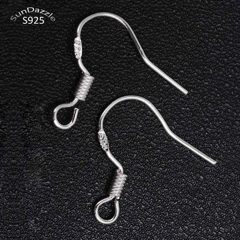 10pcs Real Solid 925 sterling Silver Ear ganci Wire Spring orecchini fermagli per fare orecchini risultati di gioielli accessori