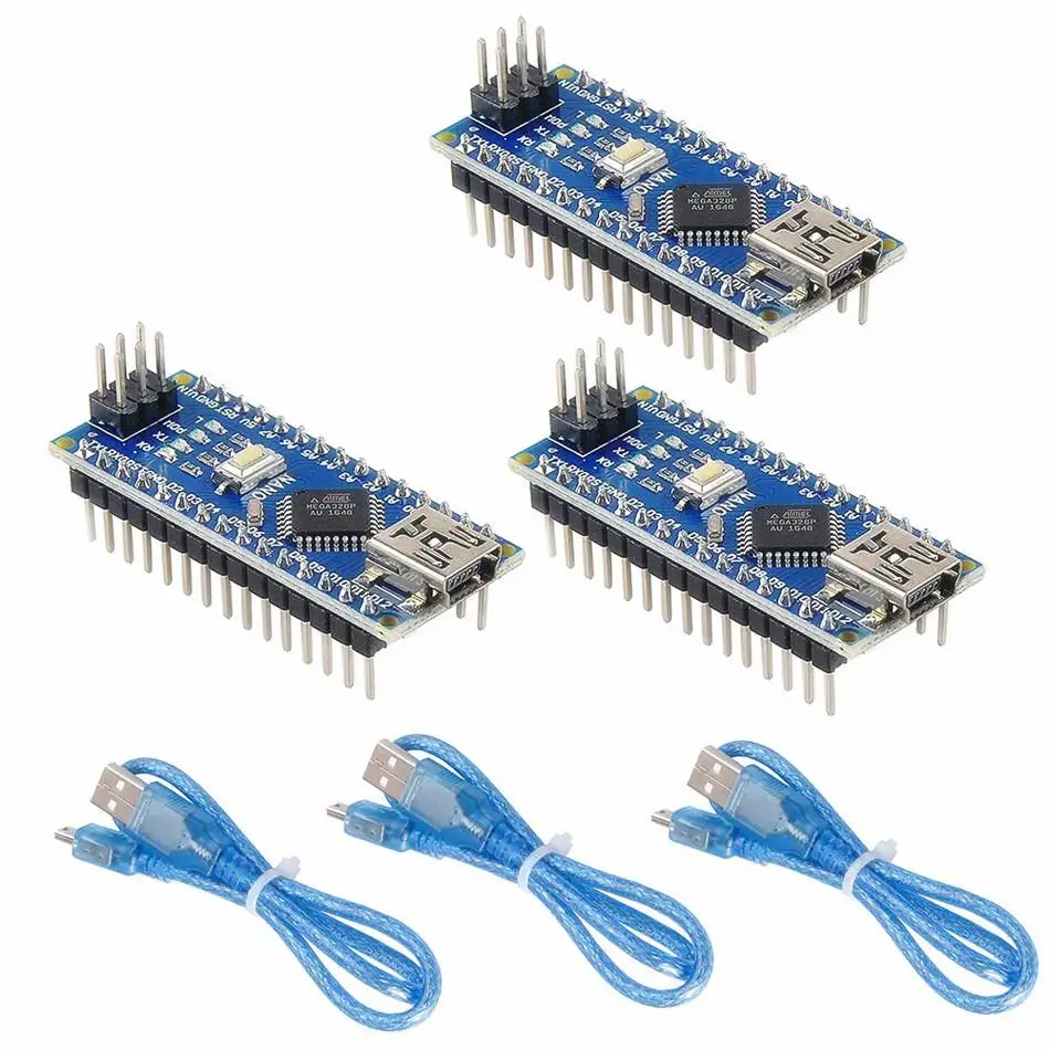 Placa para Arduino Nano V3.0, Cable USB, placa de microcontrolador, ATmega328P, V3.0, ATmega328P