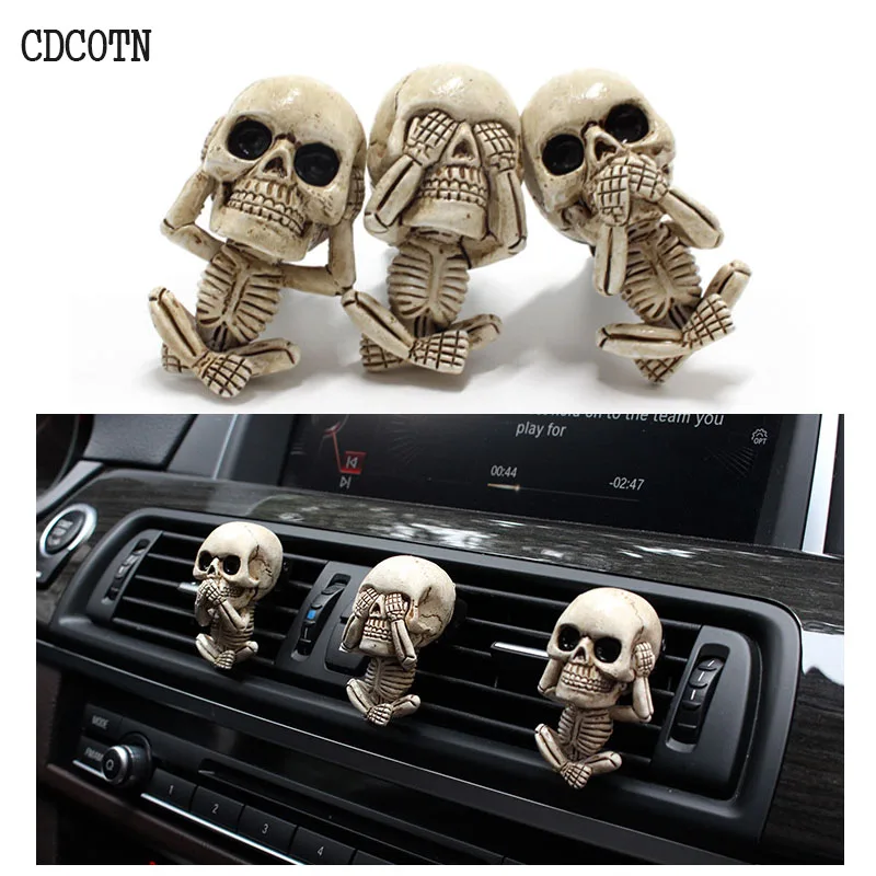 Car Perfume Air Freshener Flower Resin Skull Auto Interior Decoration Accessories Car Air Conditioning Air Outlet Fragrance Clip