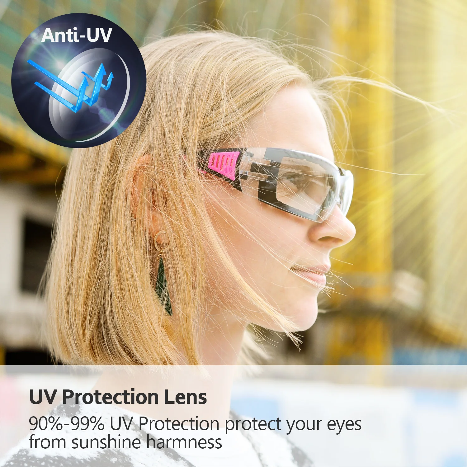 SAFEYEAR Safety Glasses Anti-Shock PC Lens Goggles Splash UV Windproof Riding Protective Working Eyewear Clear For Women&Mens