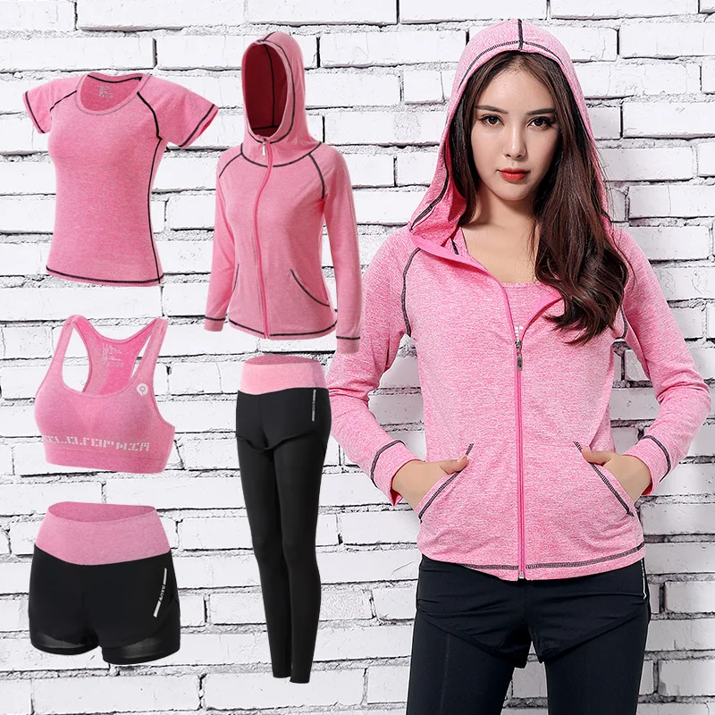 Neue mode frauen yoga set 2/3/4/5PCS frauen sport-laufende kleidung set quick dry fitness gym sport kleidung