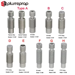 V6 Bowden Wade Heat Break Hotend M7 and M6 PTFE Throat for 1.75mm / 3.00mm Filament Stainless Steel 3D Printer Parts