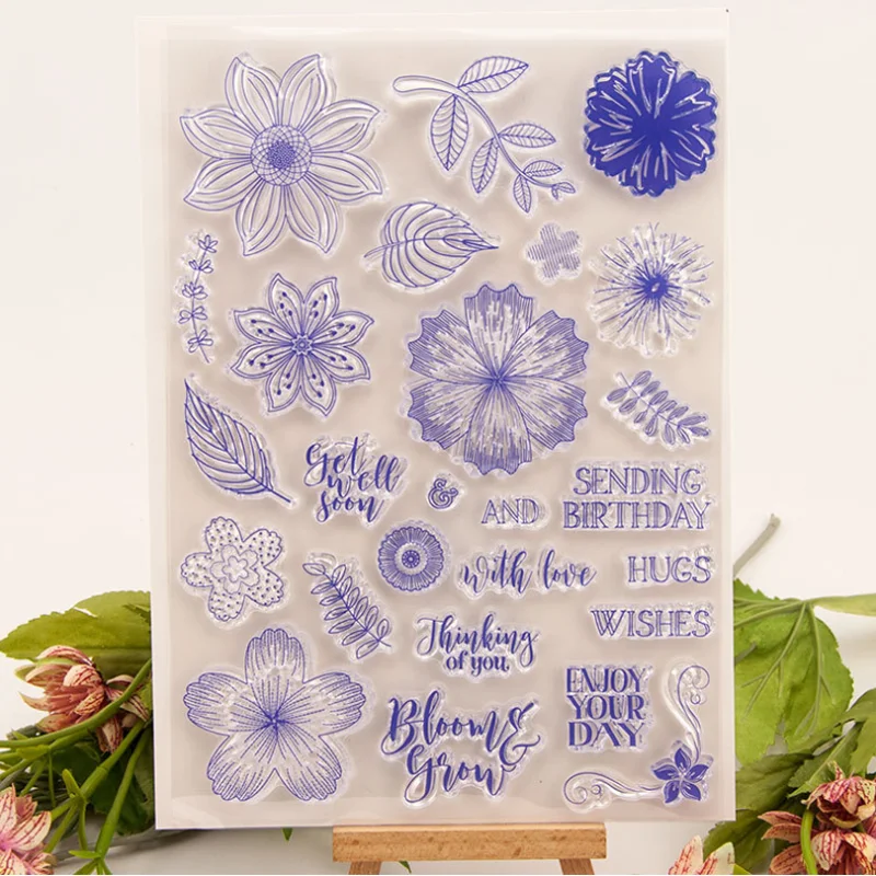 Flower Leaf Transparent Clear Silicone Stamp Seal DIY Scrapbook Rubber Stencil Embossing Diary Decoration Office School Supplies