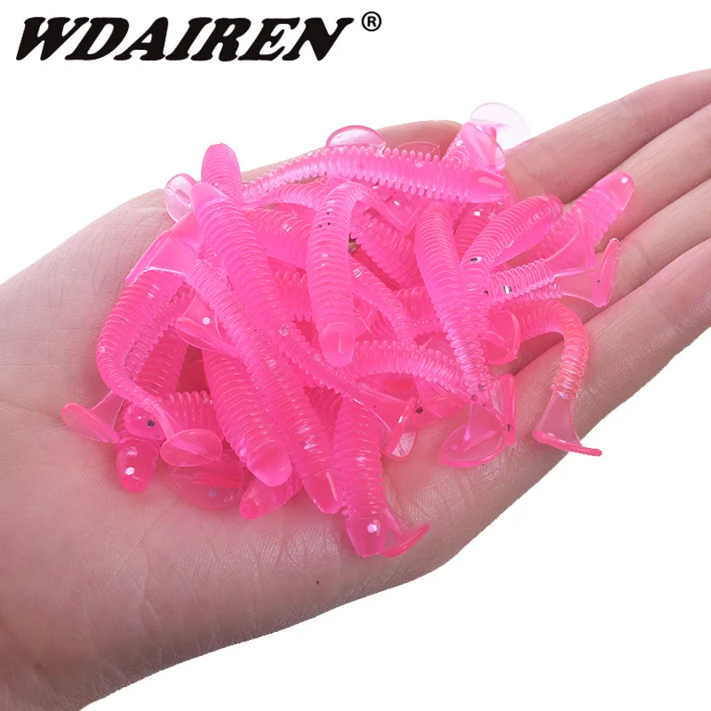 

50pcs or 20pcs Worms Fishing lure Jig Wobblers Soft bait 5cm 0.8g Artificial Silicone bait Bass Swimbait Pesca Fishing Tackle