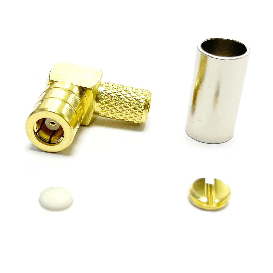 SMB  Female Jack  RF Coax Connector Crimp for RG58 RG142 LMR195 Cable Right Angle Goldplated  NEW Wholesale Wire Terminal