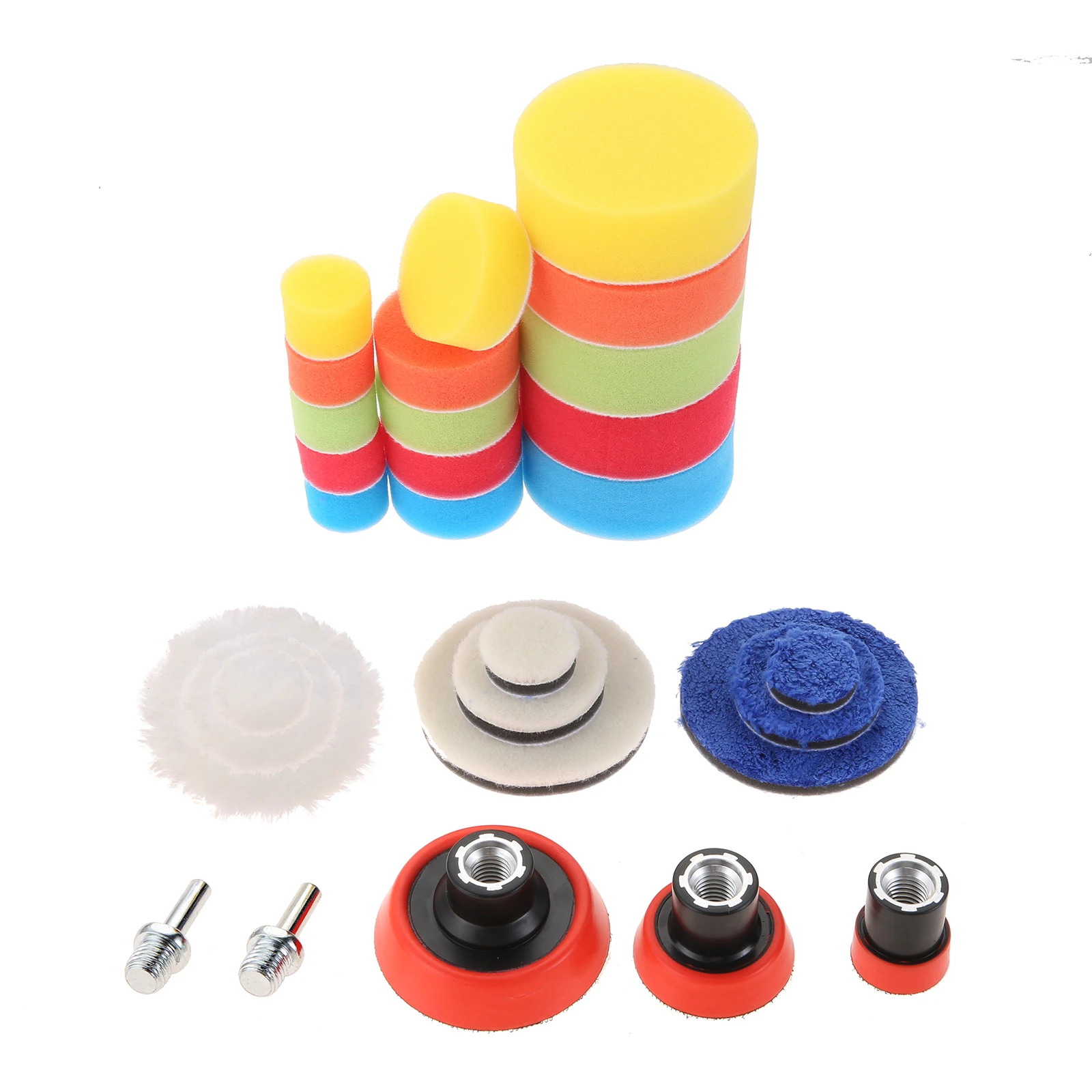 DRELD 29 Pcs Sponge Wool Polishing Buffing Pad Car Polishing Pad Kit for Auto Drill Polishing Set with M14 Drill Adapters Waxing