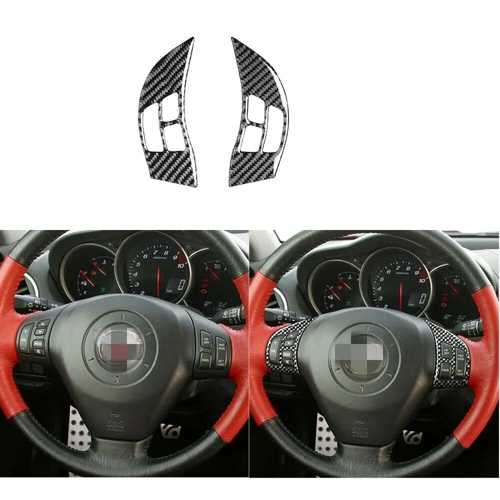 

Carbon Fiber Car Steering Wheel Button Sticker Cover Trim Decoration For Mazda RX8 2004-2008