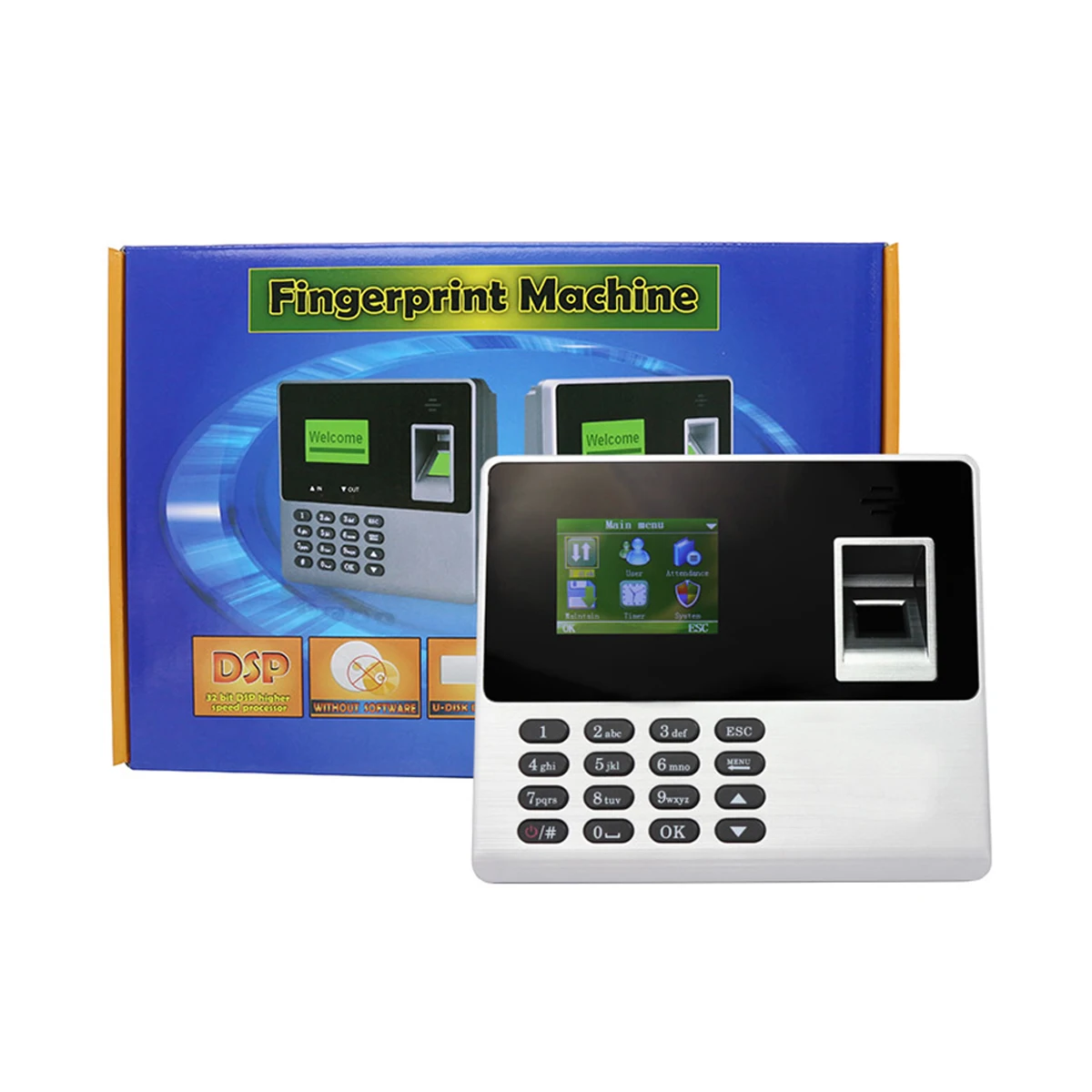 New Employee Scanning Fingerprint On the Machine to Record Working Time Cheap Attendance Machine TimeTrak Systems Wall Mountable