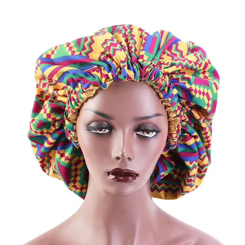 2021 Double Satin African Headtie Fashion Print Women\'s Turban Cap Muslim Headscarf Bonnet Africa Clothing Hijab Chemo hat