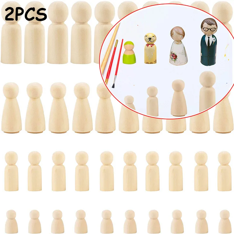 35/43/55/65mm Wooden Dolls Natural Unfinished Wooden Doll People Shapes Wooden People Figuress Kids Toys DIY Arts Painting Craft