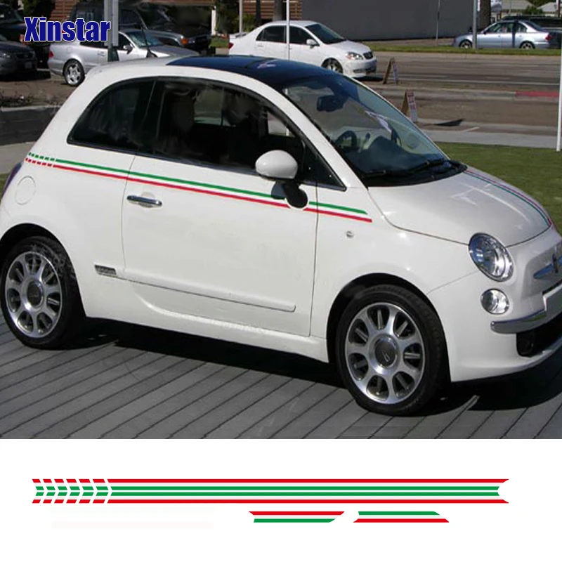 

Italian Flag Stripes Car Body Sticker Auto Body Accessories For Fiat 500