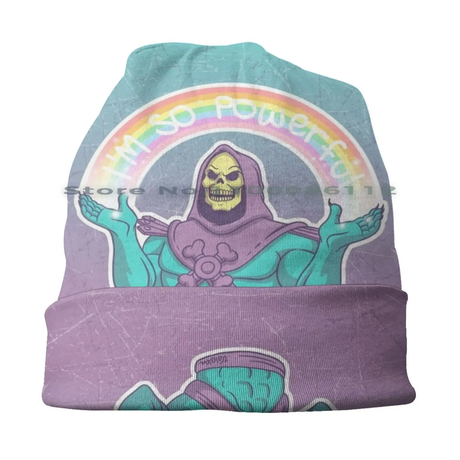 Skeletor-I'm So Powerful Bucket Hat Sun Cap Vector Skeletor Heman Masters Of The Universe Rainbow Funny Cute Grayskull Skeleton