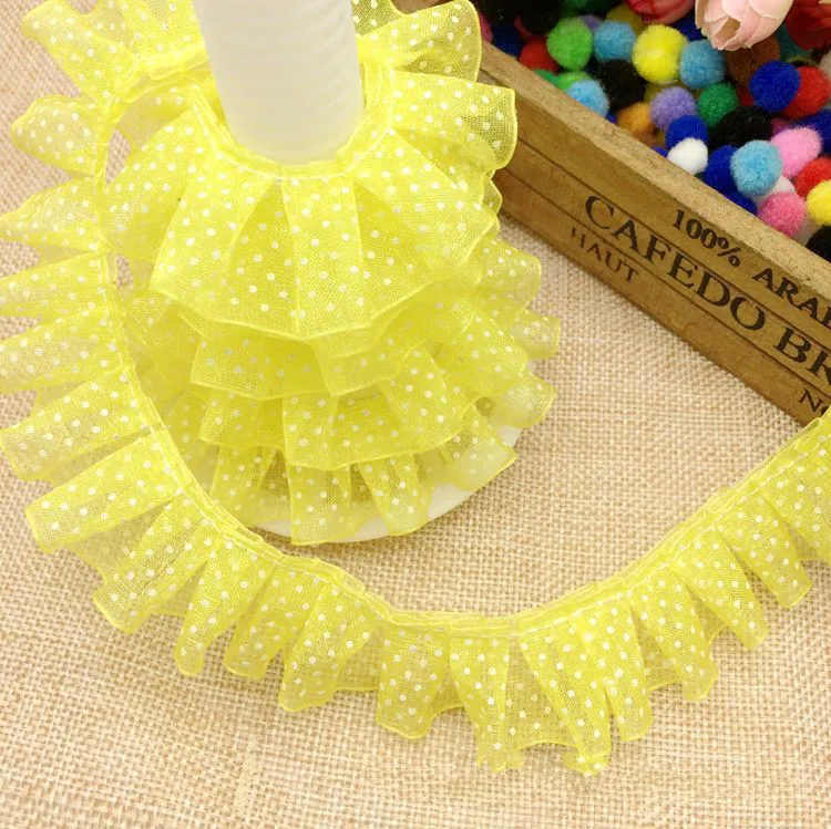 3YD polka dot lace fabric 3D lace decoration 2.5cm lace collar doll sewing accessories for clothes