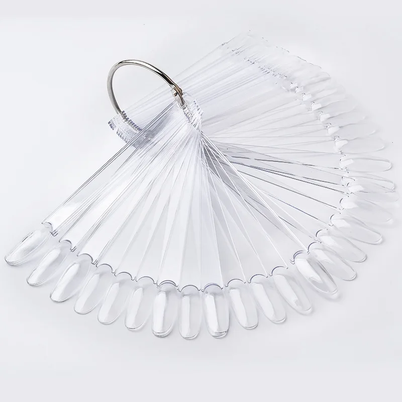 Falso prego Dicas Display, Prego Polonês Ferramenta Board Prática, Fan Shaped Paleta, Clear, Natureza Cor, 50pcs