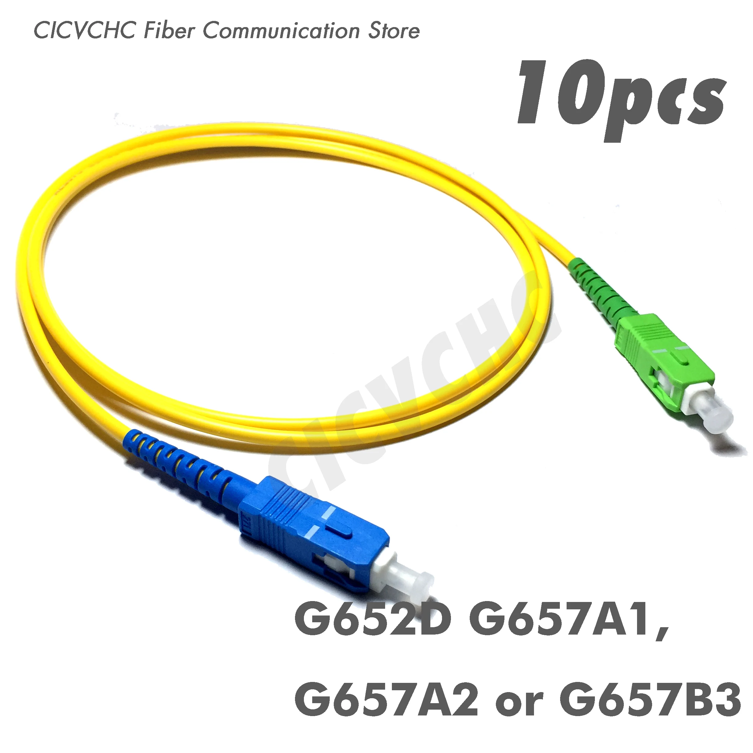 10pcs SC/UPC-SC/APC Fiber Patchcord-Single Mode-G657B3, G657A2, G657A1 or G652D-3.0mm Cable Jumper