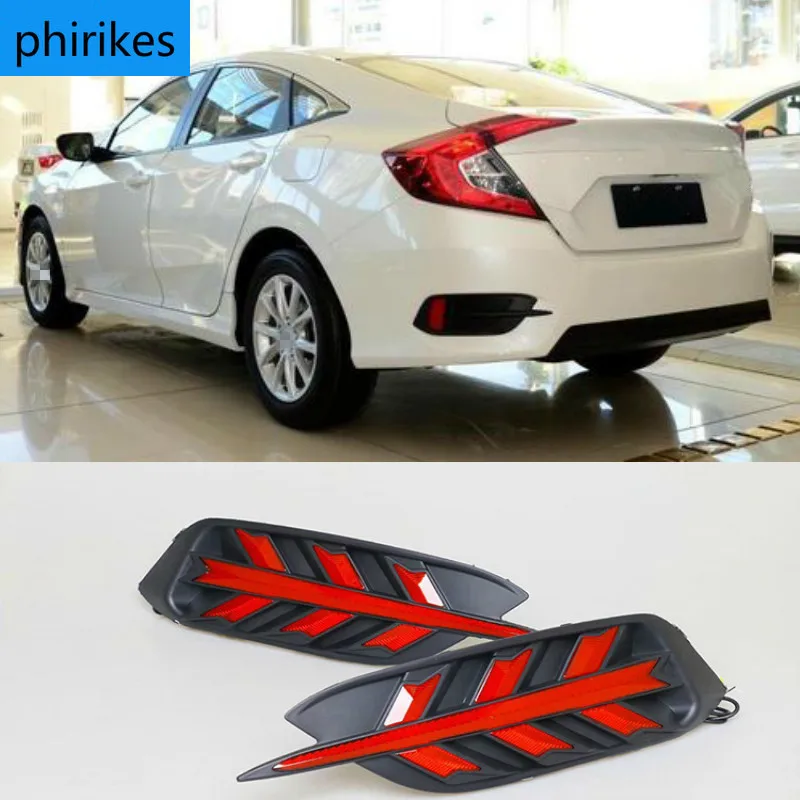 

1Pair For Honda Civic 2016 2017 2018 LED DRL Rear Bumper tail light fog lamp Brake Lights Signal lamp DRL reflector