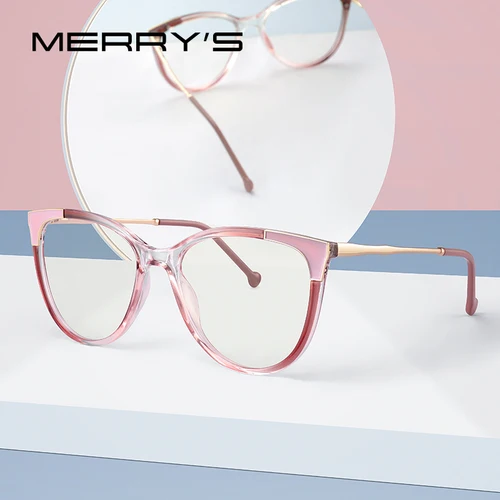 MERRYS-gafas con diseño de ojo de gato para mujer, lentes con montura, Retro, graduadas para miopía, ópticas, S2247