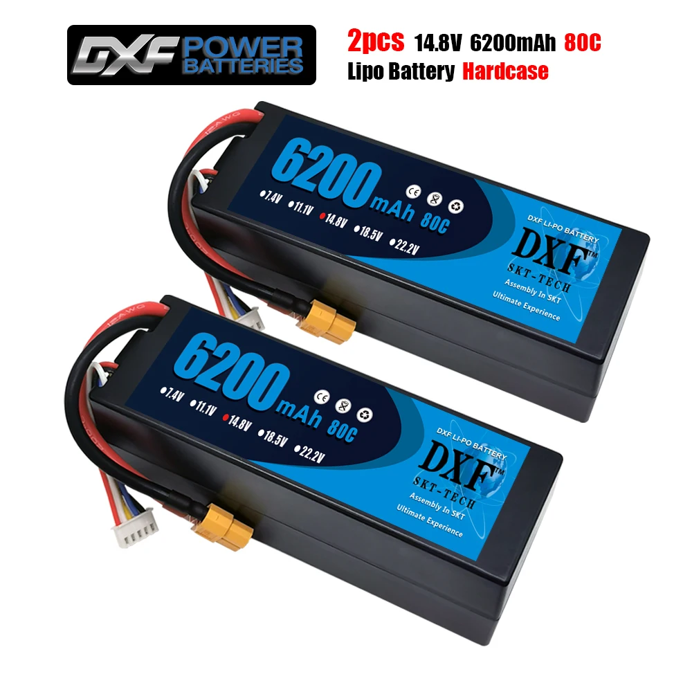 2PCS DXF Lipo battery 4S 14.8V 8400mah  6200mAh 120C  80C HardCase Lithium Polymer  for RC Car Boat Drone Robot FPV truck