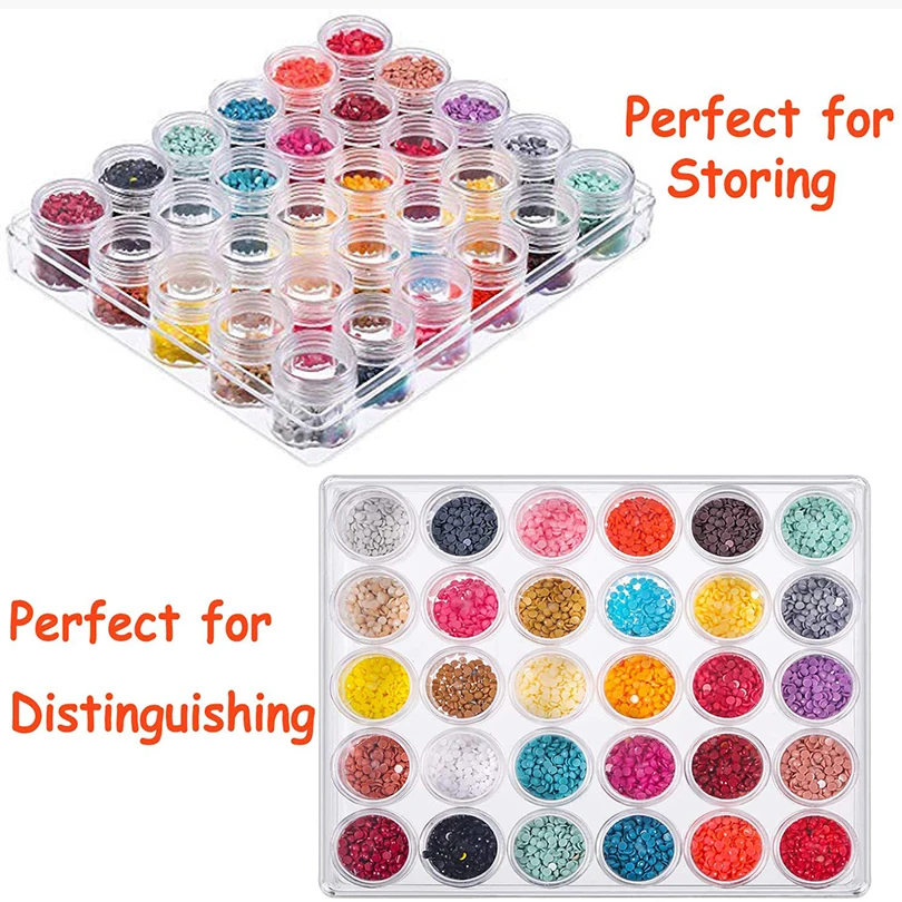 Clear Plastic Bead Storage Containers Set with 30 Pieces Transparent Bottles Storage Jars Diamond Painting Accessory Box