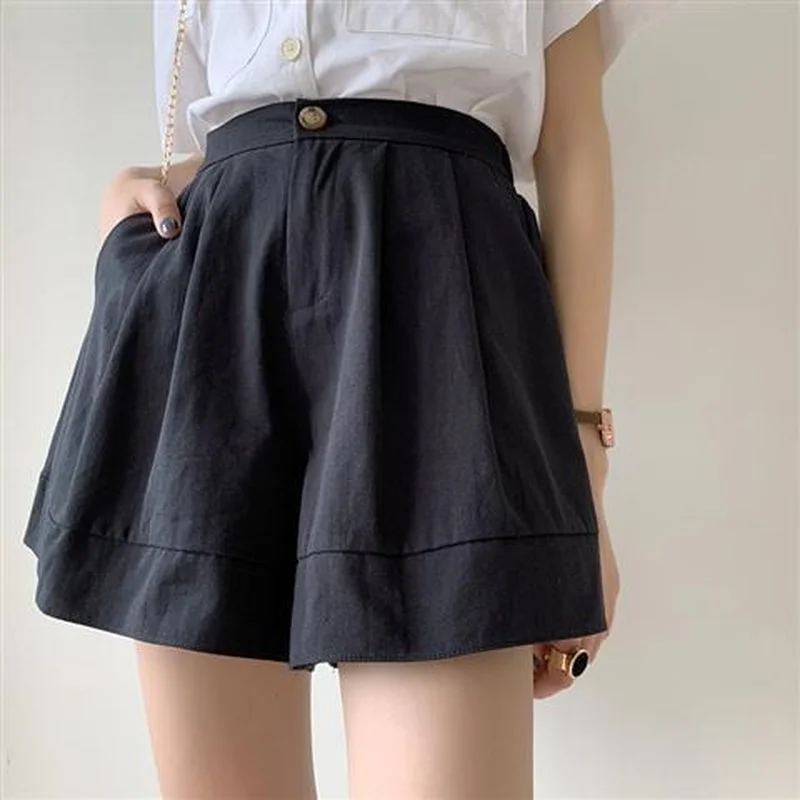 Shorts Women Pockets Folds Fashion Casual Ulzzang Chic Loose Cool Girls Ladies Elegant Students Tender Stylish Streetwear Newest