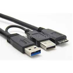 USB 3.0 to Micro B Dual Power Y Shape 2 X Type A to Micro B Super Speed Cable External Hard Drives Extension Wire Connector 0.5m