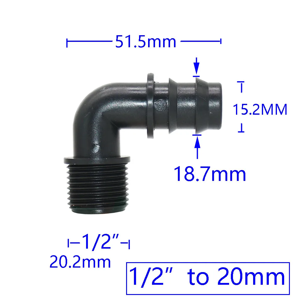 1/2 3/4 gwint męski do 16mm 20mm 25mm ogród króciec do węża złącze Elbow 1/2 3/4 1 \