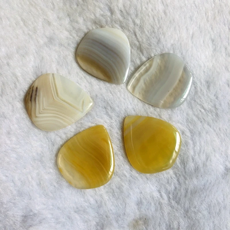 2pcs/lot Natural Strip Agates Stone Guitar Picks Bead,Gem Stone Crystal Bead Guitar Finger Picks