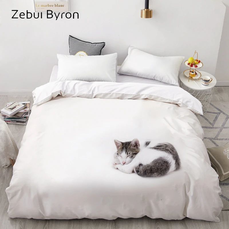 3D Duvet Cover,Comforter/Quilt/Blanket case Double/Queen/King,Bedding Custom/220x240/200x200,Animal Sleeping cat,Drop ship