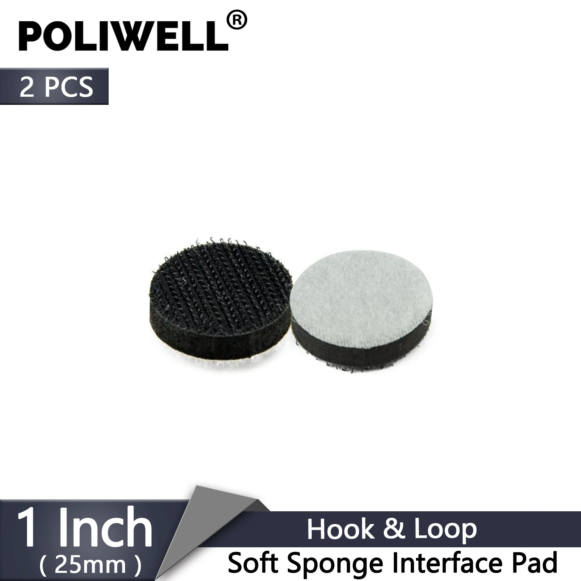 

POLIWELL 2PCS 1 Inch Soft Sponge Interface Pad for Sanding Pad Hook&Loop Sanding Disc Buffer Back Pad Uneven Surface Polishing