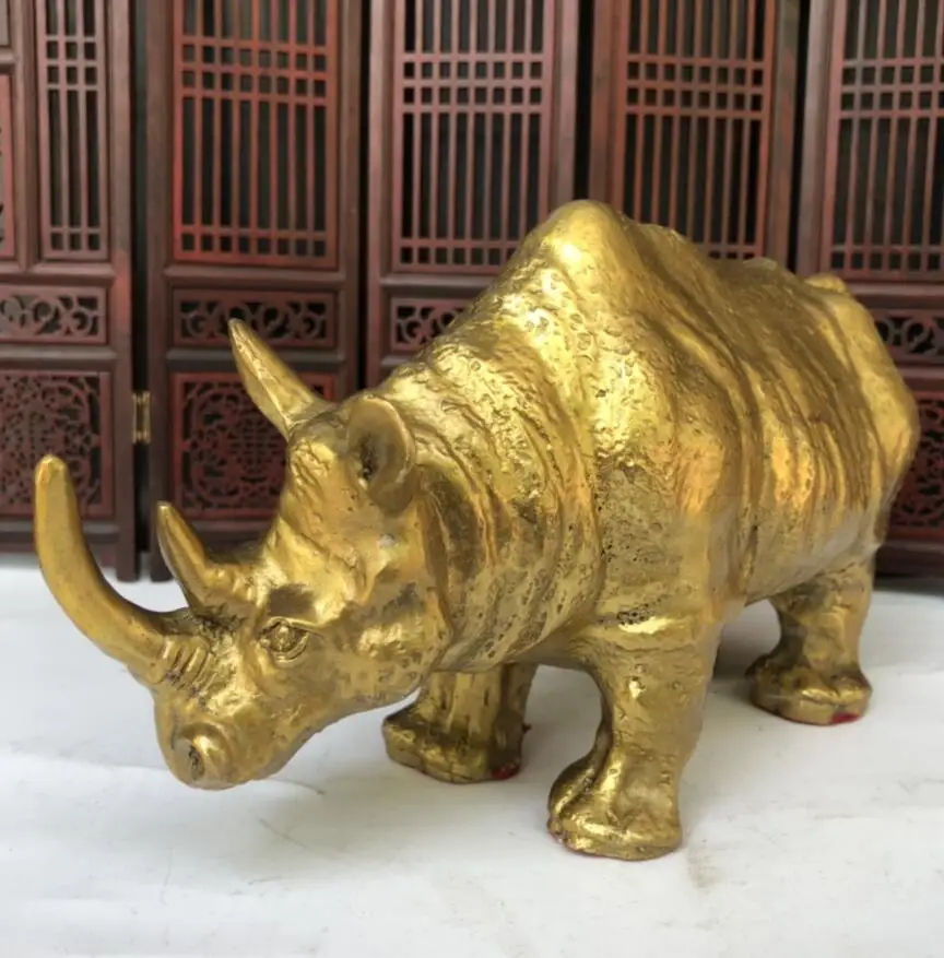 

China brass rhino crafts statue