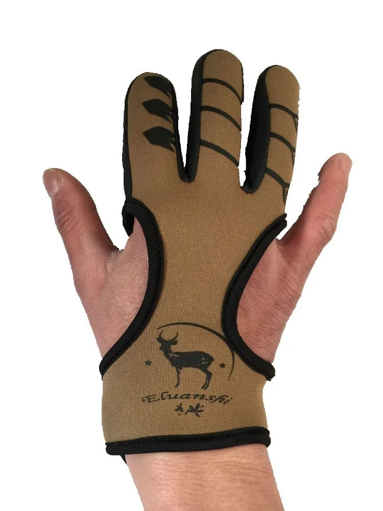 Protective 3 Fingers Hand Leather Black Guard Glove Safety Archery for Recurve Compound Bow Shooting crossbow slingshot hunting