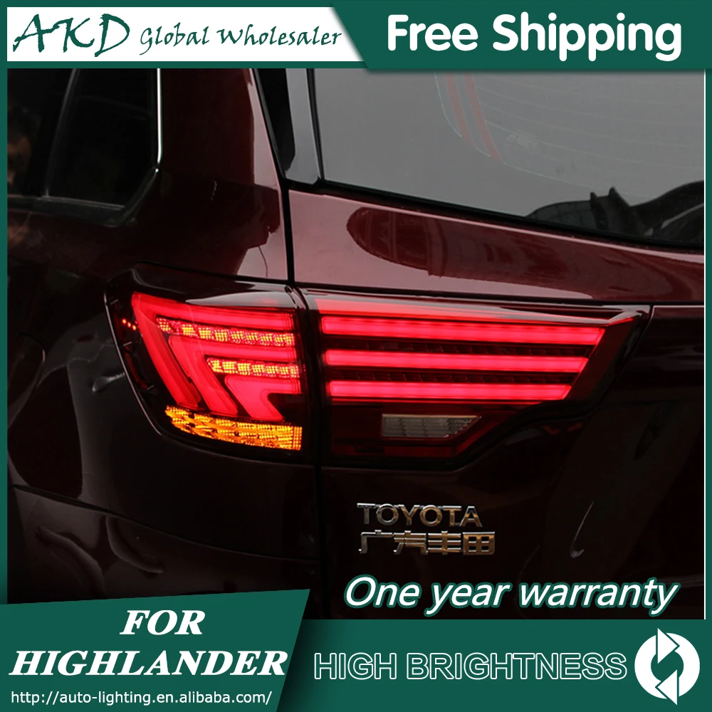 For Toyota Highlander Kluger 2015-2020 Tail Lamp Led Fog Lights DRL Day Running Light Tuning Car Accessories Tail Lights