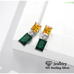CC Created Emerald Dangle Earrings for Women Cubic Zirconia 925 Silver Needle Wedding Jewelry Party Accessories CCE689