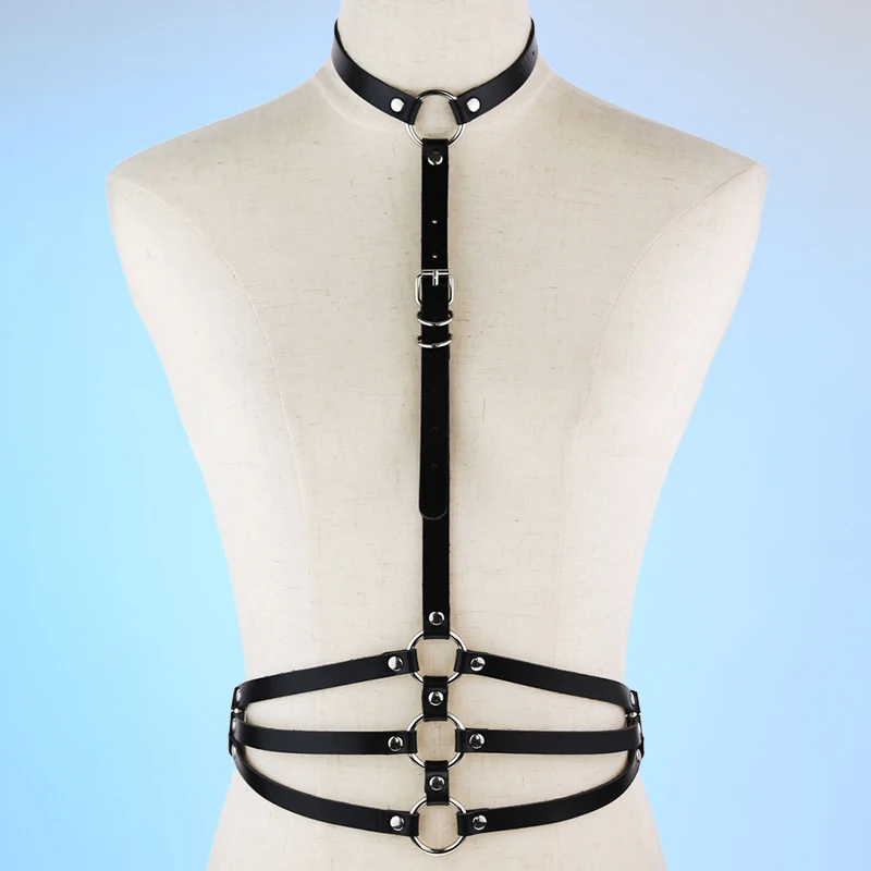 

Sexy Leather Body Harness Breast Lingerie Bondage Women Punk Gothic Top Crops Garter Belts Suspenders Dance Partyclothing