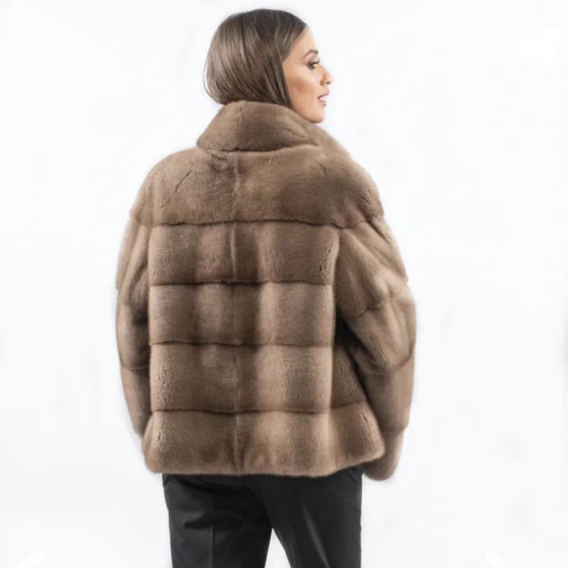 Real Fur Coat for Women, Natural Mink Fur, Short Warm Jacket, Retro Clothes, Winter