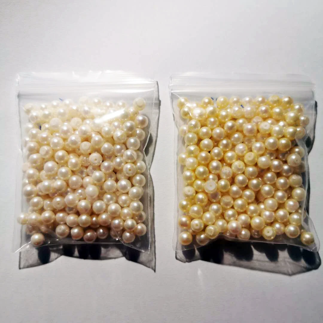 5-5.5mm Natural Color/Gold Color Akoya Beads Pearl Drilled Half Hole For Rings Jewelry Findings 20Pieces/Lot