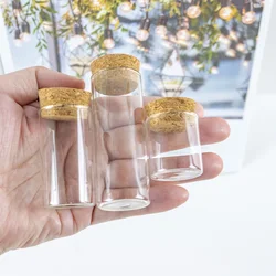 10ml 15ml 25ml Glass Bottles with Cork Empty Jars Vial Containers for Decoration 12pcs
