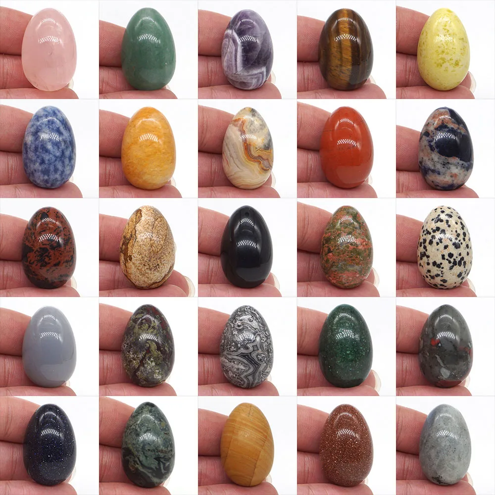 

Wholesale 20x30mm Mini Stone Egg Natural Gemstone Reiki Healing Quartz Polished Kegel Palm Sports Massage Crystal Exerciser Gift